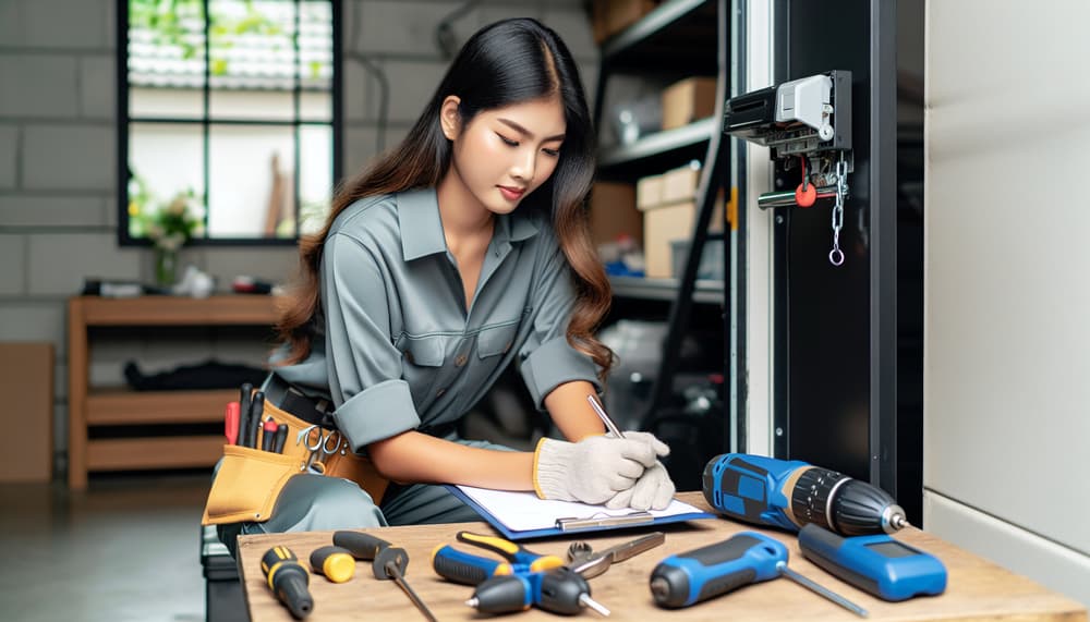 Expert garage door technician at work